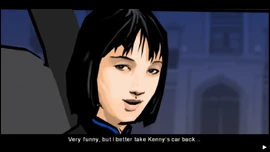 She refuses the offer and says she'd better take Kenny's car back.