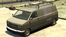 A Burrito with scaffold piping in Grand Theft Auto IV. (Rear quarter view).