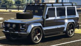 A Chrome NPC modified Dubsta2 in GTA V. (Rear quarter view)