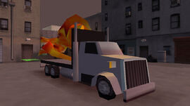 The Flatbed with the dragon costume.