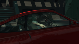 Patrick McReary gets into a red Comet.