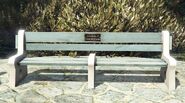 The memorial bench dedicated to Chris Edwards.