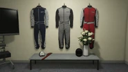 Peter's racing suits and gears.