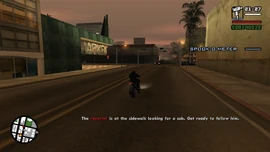 After a few minutes, the reporter arrives at the sidewalk looking for a taxi.
