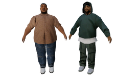 Cutscene model renders - "csbigbear" (left) and "csbigbear2" (right).