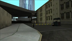 Entrance to the impound lot, Pershing Square, Los Santos, San Andreas.