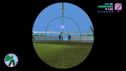 Alternative way to eliminate the Unnamed Property Developer using a Sniper Rifle from outside the Leaf Links island (Obtainable by normal means after Guardian Angels).