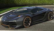 The Zentorno in Grand Theft Auto V. (Rear quarter view.)