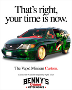 Benny's Original Motor Works poster showing the Minivan Custom.