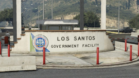 "Los Santos Government Facility" sign at the main entrance.