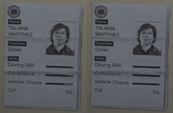 Taliana's heist sheet in Grand Theft Auto V (L-R: Base stats and after The Bureau Raid).