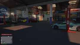 Interior of a partially stocked and "Branded" redecorated Vehicle Warehouse.