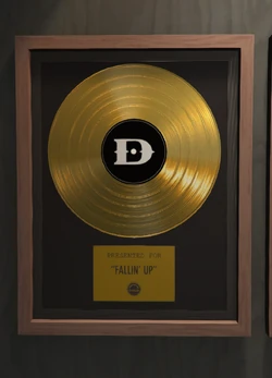 Gold record of "Fallin' Up (feat. THURZ & Cocoa Sarai)", the song played for the player by  during the mission, in the player's office after completing the mission