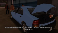 The goon says he received orders from Paulie Sindacco to eliminate Salvatore in the car crusher.