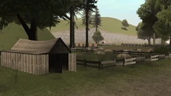 Entrance view of the Survivalist Cult farm.