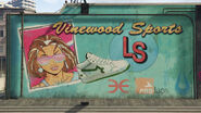 The billboard with Toni's picture on it in Grand Theft Auto V.