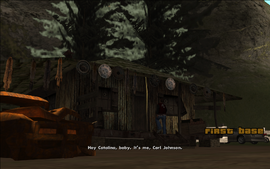 FirstBase-GTASA-SS2.png (1.65 MB) As the hideout shows no sign of human presence, Carl tries calling Catalina out.