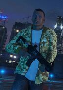 Graphically improved Carbine Rifle in the next-gen re-release of Grand Theft Auto V, wielded by Franklin.