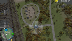 Overview of the park, including a picnic area.