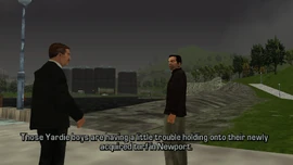 McAffrey tells Toni that the Uptown Yardies are having a hard time trying to defend their newly acquired territory in Newport, formerly owned by the Forellis.