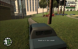 After the gang takes the Ballas out, Sweet tells CJ to drive away from the scene of the murder as fast as possible.