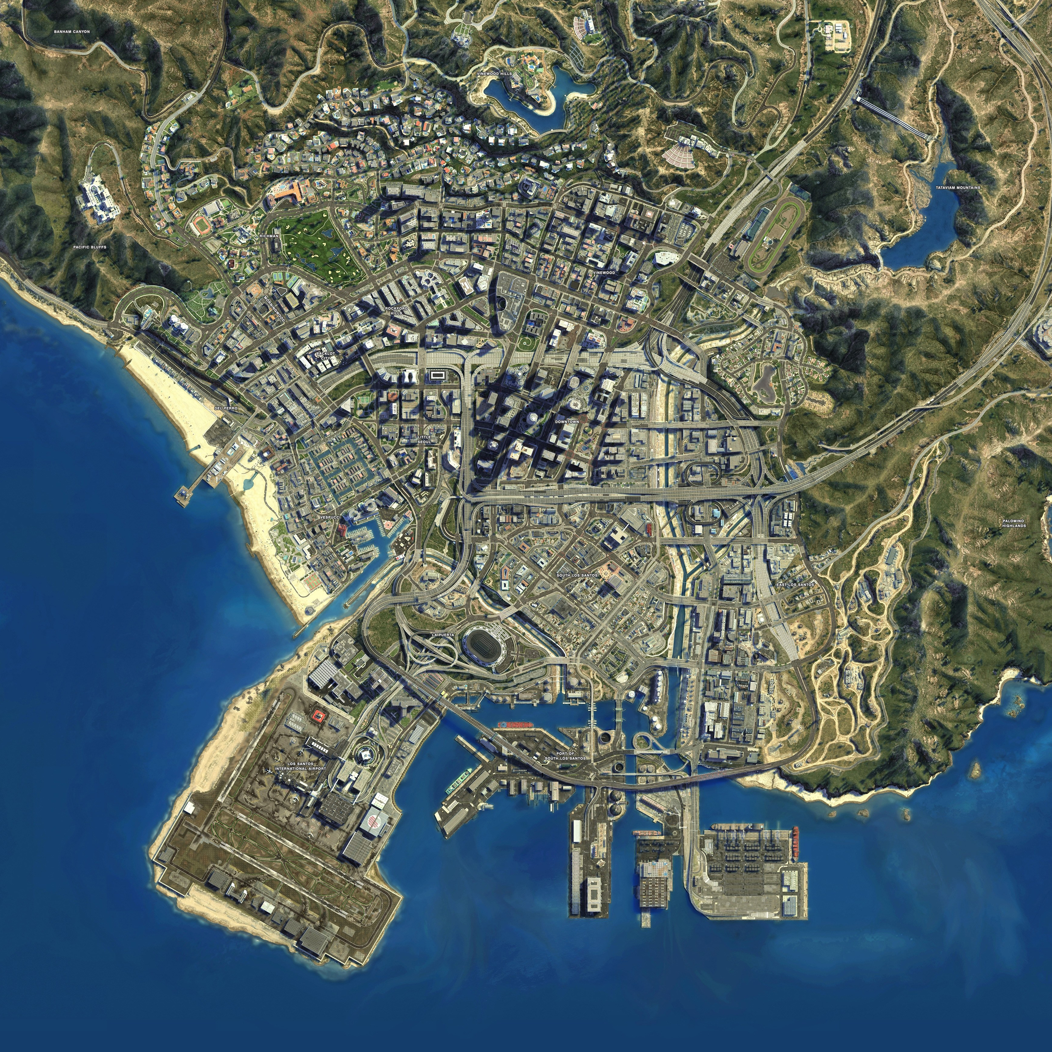 Los Santos GTA V Map Large  Gta, Gta 5, San andreas gta
