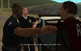 Tenpenny says that Carl will help them fight crime and asks him if he agrees with this statement.