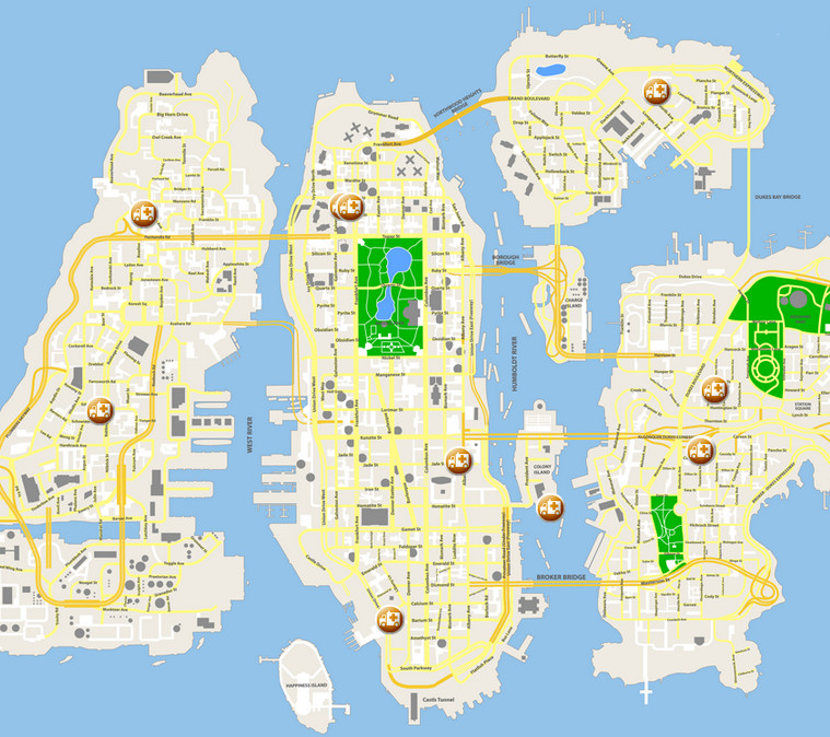 gta 4 map with street names