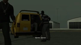 T-Bone opens the back of the van, and Toreno comes out.