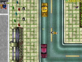 Using a Bike to pass through the barricade poles at the entrance. An Armor is provided to the protagonist from a crate in an alley to the south of the court entrance.