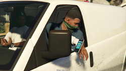 Franklin throwing Lamar's phone out of the window.