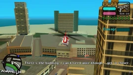 Louise spotting the building Lance is stuck on.