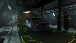 The target vehicle on the landing pad.