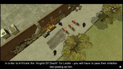 The Angels of Death watching the Lester Leroc's initiation (in reality, Huang Lee) during Double Trouble.