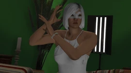 CleoSong-GTAOe-Masked.png (994 KB) Cleo Song wearing a mask while acting on the Masquerade Murder Party film.