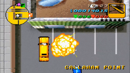 A car explodes.