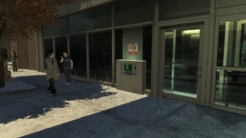 The first aid kit at the emergency entrance of Easton Medical Center.