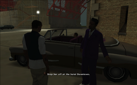 Jizzy tells Carl to drop off a prostitute in Downtown before he goes looking for the killer.