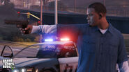 Franklin Clinton with a Desert Eagle in GTA V.