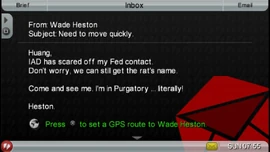 Heston sends an e-mail to Huang telling him to meet him in Purgatory.