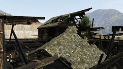 The roof of the house after burning down