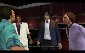 Tommy now talks to all three of his companions and tells them that the time to take over Vice City is now.