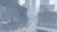Streets in Downtown LS during snowfall.