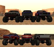 All three available Monster variants in San Andreas.