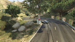 Another blue pillars at a bend