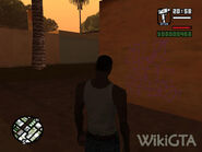 №72 - There is a Liquor Store close to the Jefferson Towers in a park in East Los Santos. The tag is next to this store.