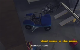 DeadSkunkInTheTrunk-GTAIII-SS1.jpg (91 KB) Claude arrives at Joey's Garage in Trenton and finds Joey fixing a blue BF Injection.