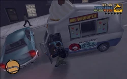 Claude stealing an ice cream van.