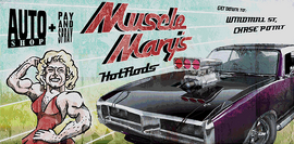 Muscle Mary's billboard advertisement.