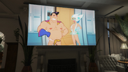 The TV show as seen in Michael's house. The character Violet is seen on the right.